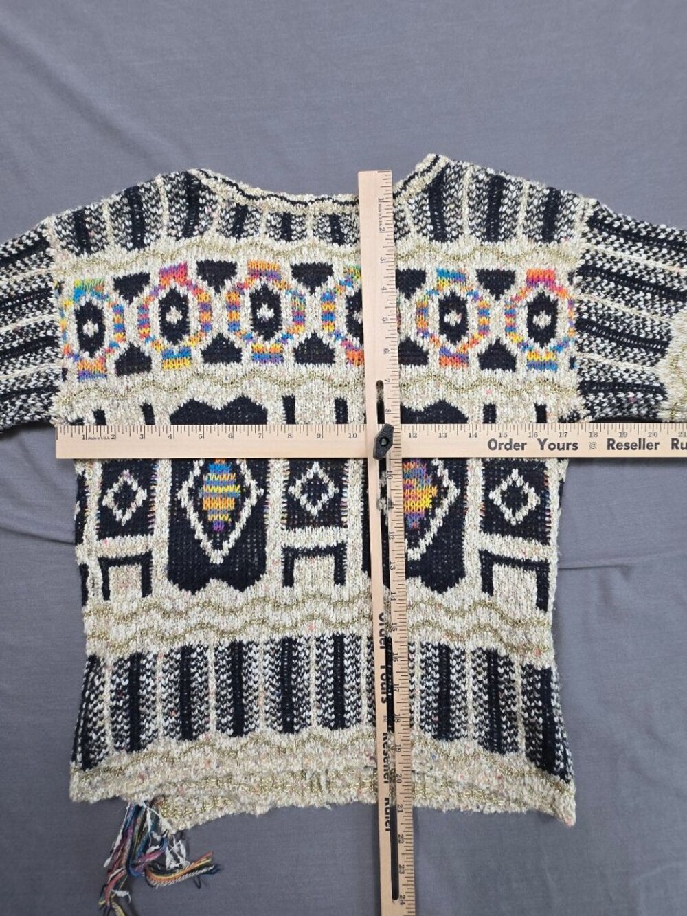 Anthropologie Moth XS Sweater Geometric Knit Open Side - Picture 4 of 4